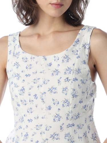 ONLY Women Floral Print Fit and Flare White Dress