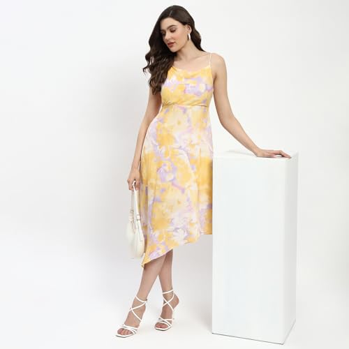 Madame Mustard Fit and Flare Cotton Blend Midi Dress