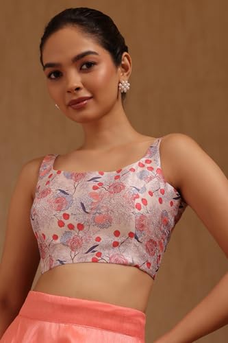 Soch Womens Pink Art Silk Floral Print Padded Blouse