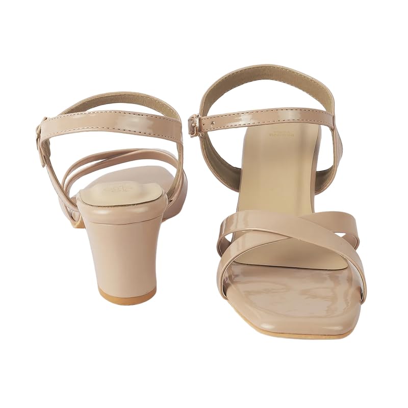 tresmode Roc Women's Beige Dress Block Heel Sandals in Size 3 UK / 36 EU