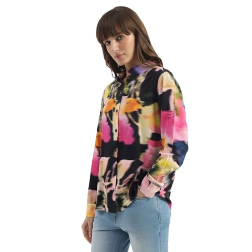 United Colors of Benetton Spread Collar Floral Print Diffused Shirt (Size: S)-25A5WVNTP215I901 Multicolour