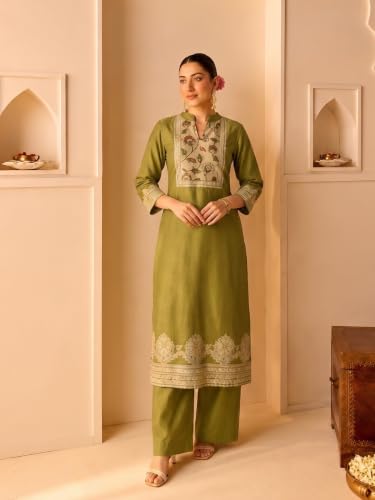 Varanga chanderi printed kurta with trouser and dupatta