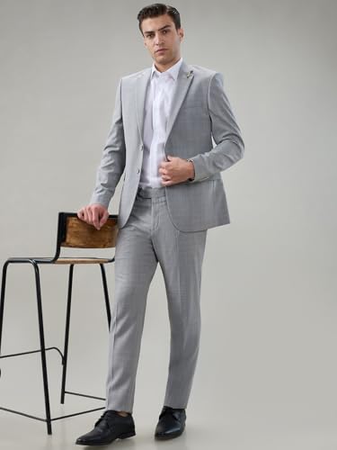 Raymond Grey Checks Pattern Men Suit
