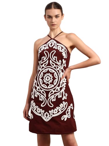 VERO MODA Women's A-Line Brown Dress