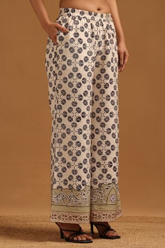 Soch Womens Cream Viscose Blend Ethnic Motifs Co-Ords Set