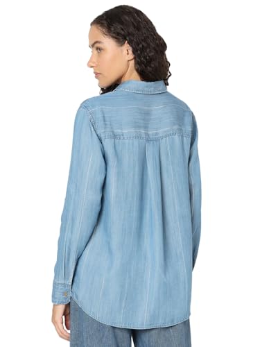 VERO MODA Women Striped Blue Polyester Boxy Fit Shirt