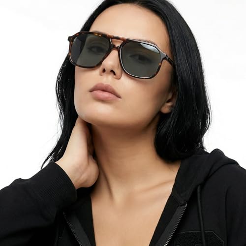 John Jacobs | Tortoise - Green Solid | Full Rim Square Stylish & Premium Sunglasses | JJ Tints | Polarized and 100% UV Protection (UV 400) | Men & Women | Extra Wide | JJ S17336