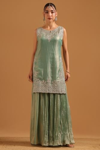 Soch Womens Sap Green Fendi Zari Embroidery Salwar Suit