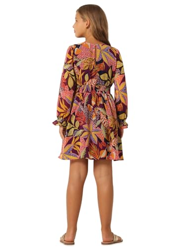 VERO MODA Girls Tropical Print Polyester Multicolor Above Knee Length Fit & Flare Dress