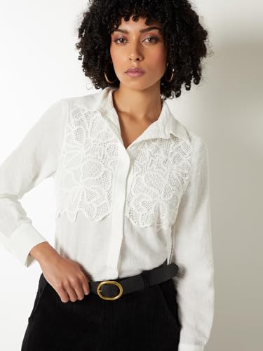Max Women Embroidered Shirt(Off White_S)