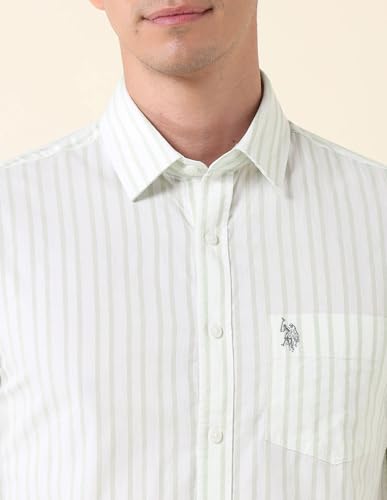 U.S. POLO ASSN. Men's Vertical Striped Twill Shirt Green
