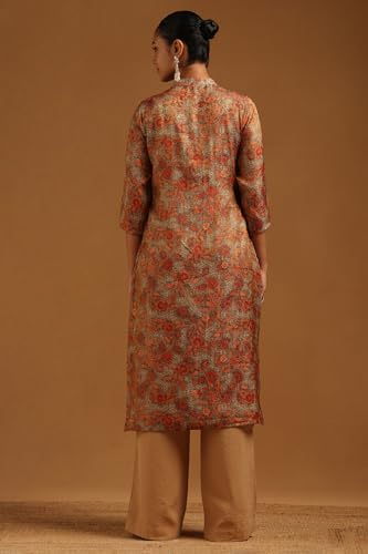 Soch Womens Rust Muslin Botanical Kurta