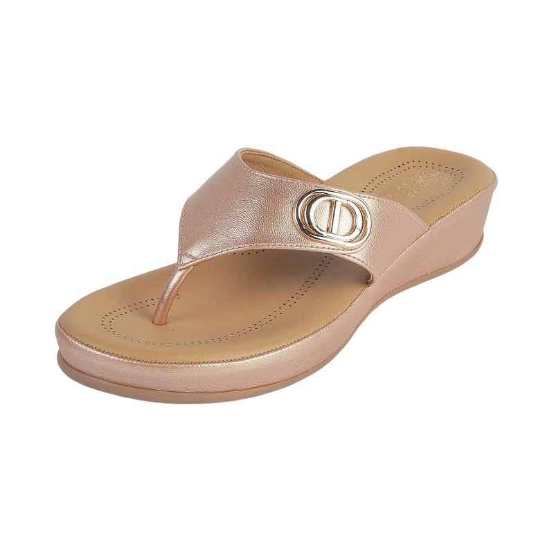 tresmode Vantaa Women's Champagne Dress Platform Vegan Friendly Leather Flats | TPR Sole in Size 3 UK / 36 EU