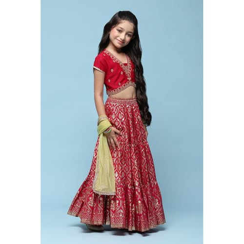 BIBA GIRL PRINTED SHORT_KURTA KID(KW5610_FUSCHIA PINK_3)