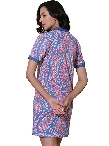 Label RITU KUMAR Blue Printed T-Shirt Dress