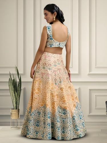 Zeel Clothing Women's Zari and Digital Print Work Art Silk Lehenga Choli with Dupatta (5073-Multi-Womens-Lehenga-Choli-New; Free Size)