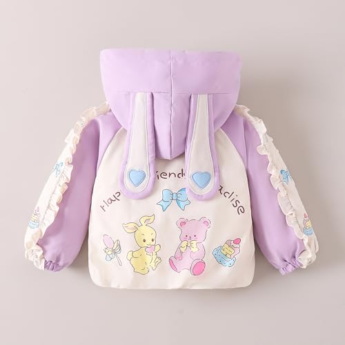 Hopscotch Girls Full Sleeves Lavender Bunny Applique Jacket For Ages(4-5 Years)