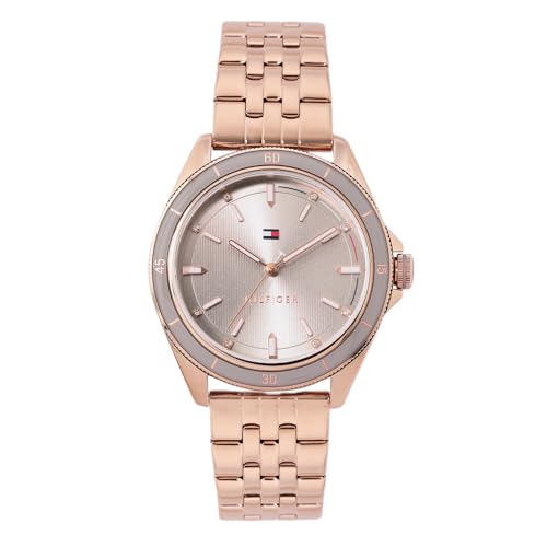 Tommy Hilfiger Quartz Grey Dial Golden Stainless Steel Strap Analog Watch for Women