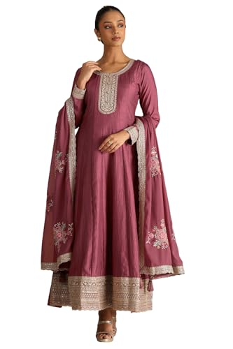 Soch Women's Viscose Blend Floor Length Dress (EWS5CD22100_Onion Pink