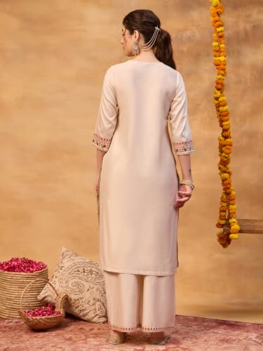 Rangriti Viscose Blend Printed Straight Festive Kurta With Palazzo And Dupatta