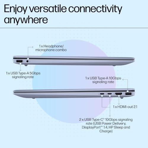 HP OmniBook 5, Intel Core Ultra 5 225U, 16GB LPDDR5 RAM, 1TB SSD, 16-inch WUXGA 2K IPS Anti-Glare Display, Win 11, Microsoft 365 Basic* + Office 2024, Sky Blue, 1.77 kg, Backlit KB, AI PC, af1109TU