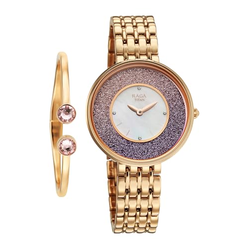 Titan Raga Glimmers Quartz White Round Dial Women's Watch | Water Resistant Watch | Watches for Women Analog - 95336WM01F