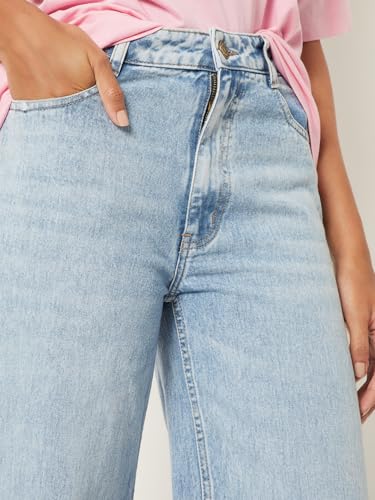 Max Women Washed Wide Leg Jeans (Blue_26)