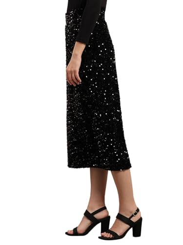 VERO MODA Women's Fit and Flare High-Rise Black Skirt