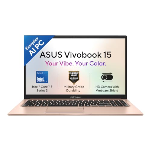ASUS Vivobook 15 (2026),Intel Core 3 304 (Series 3-Latest Gen),Fingerprint Sensor,8GB RAM,256GB SSD,FHD,15.6"(39.6 cm),Win 11,M365 Basic(1Y),Office 2024,Terra Cotta,1.7 Kg,X1504MA-BQ907WS,AI Laptop