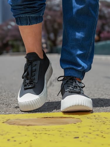 XTEP Black & White Slip-on & Lace-up Classic Sneakers for Women -Euro 37