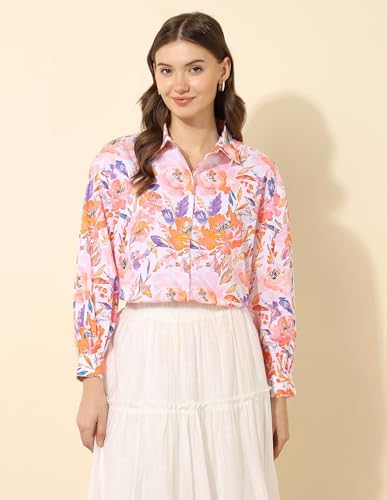 U.S. POLO ASSN. Relaxed Fit Floral Printed Shirt (UWSS25SHT187_Multi-Colour_XL)