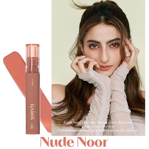 ETUDE Fixing Tint| Long Lasting Liquid Lipstick |Waterproof, Smudgeproof, Lightweight Matte Finish Lip Stain| Full Coverage|Korean Makeup|Limited Edition Fixing Tint| Nude Noor-4g
