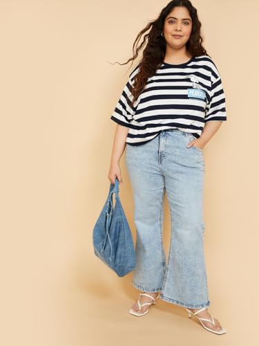 Max Women Washed Flared Jeans (Blue_38)