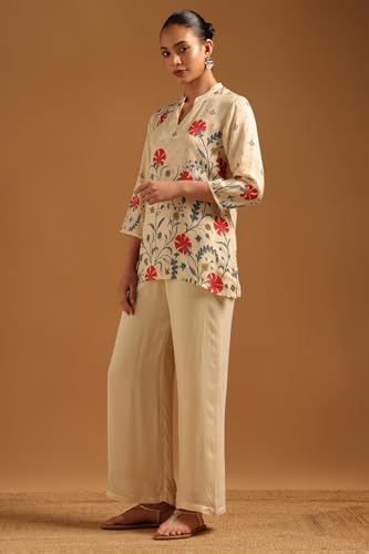 Soch Womens Cream Muslin Botanical Tunic