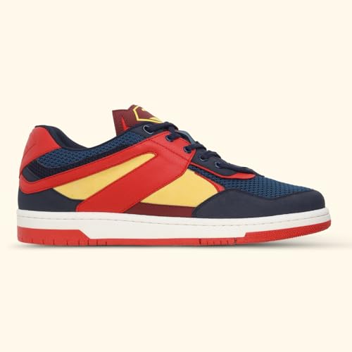 YOHO Superman Low-Top Sneakers for Men | Original Superman Design | Iconic Superhero Style | Breathable Build | Footpharma ™ Footbed | Anti-Slip Grip | All-Day Durability | Krypton blue - UK 6