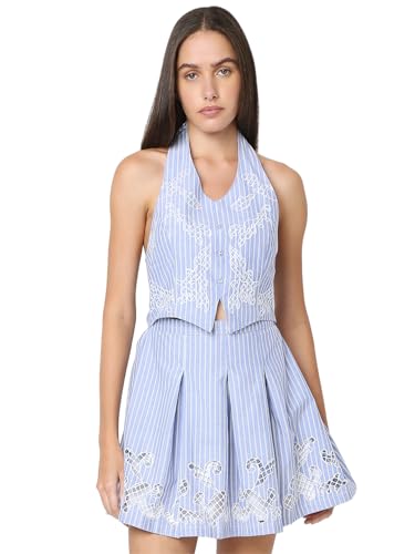 VERO MODA Women's Fit and Flare Blue Dress