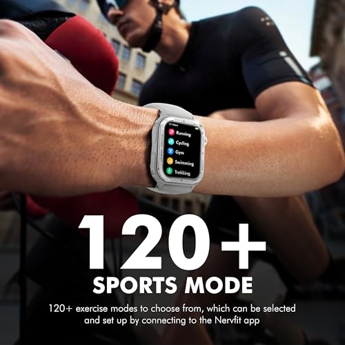 Nervfit Phoenix Smartwatch 1.85" TrueColor+LED Display, Bluetooth Calling, IP67 Waterproof, Fitness & Health Tracker with Heart Rate, SpO2, Stress & Sleep Monitoring (Cloud Grey Silicone)