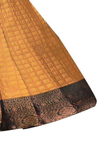 PW PLATYPUS WORLD Baby Girl's South Indian Traditional Pattu Pavadai Jacquard Silk Lehenga Choli (Green, 6-12 Months)