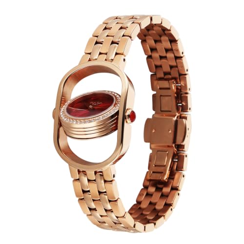 Titan Raga Paris with Love Quartz Analog 3Hands Display Red/Mirror Polished dial with Embossed Pattern Dial Rose Gold Stainless Steel Strap Watch for Women - 2839WM01