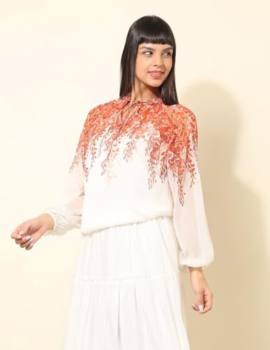 U.S. POLO ASSN. Floral Printed Top (UWSS25TOP238_Orange_M)