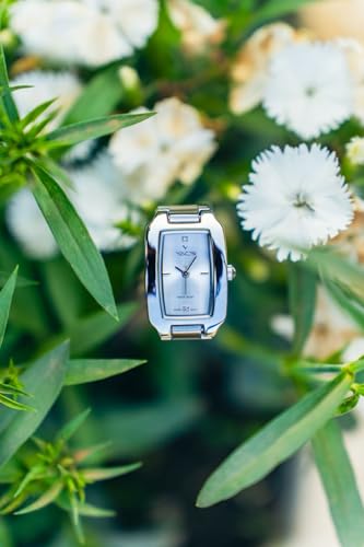 Yacbi YF01S Women's Stainless Steel Wrist Watch, Silver Rectangular Dial with Japanese Quartz Movement, 22mm Dial, 14mm Band, 3BAR Water Resistant