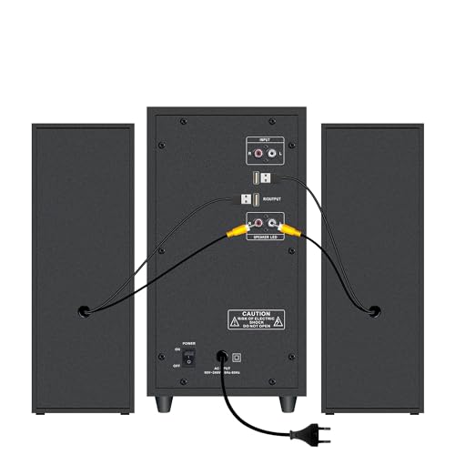 Ant Esports GS80,80W 2.1 Channel Bluetooth Multimedia RGB Speaker with Subwoofer Satellite Speaker, Digital LED Display, Remote, Digital FM, USB & SD Card, Strong Bass, Perfect for Music – Gun Black