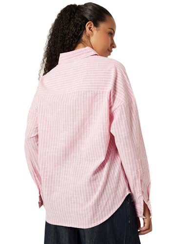 Max Women Striped Oversized Shirt (Pink_XL)