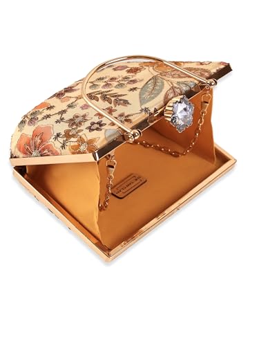 THE TAN CLAN Petal Beige Casket Clutch | Box-Style Evening Bag for Women | Party & Wedding Clutch Purse