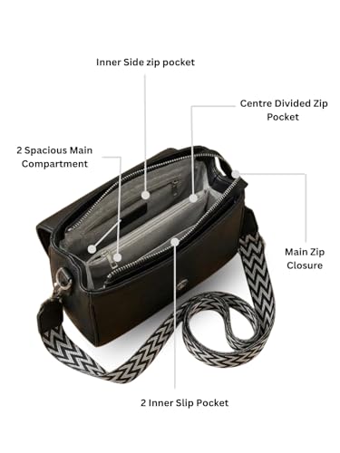 ZEFIYO Mini Top Handle Satchel Bag for Women, Handbag, Textured with Bow Scarf Accent, Floral Charm Crossbody Strap, Gift for Women (Black)