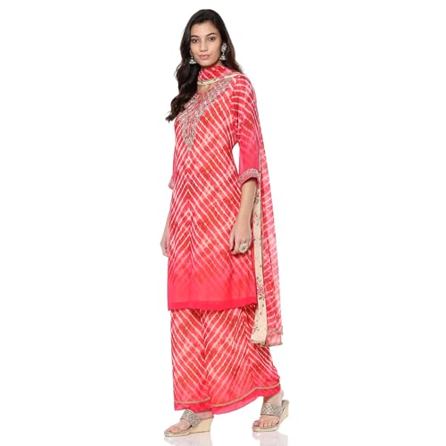 BIBA Women's Georgette Kurta Sets (SKDUTSV10210AW24PNK_Pink