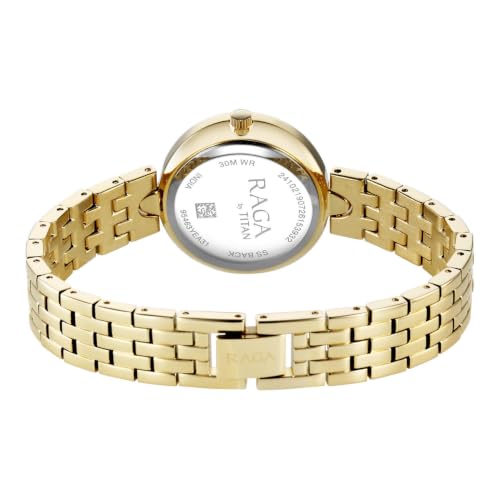 Raga Showstopper 5.0 Quartz 3 Hands Round White MOP Dial, Gold Strap Watch for Women - 95463YM01
