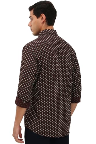 Allen Solly Men Brown Slim Fit Print Full Sleeves Casual Shirts