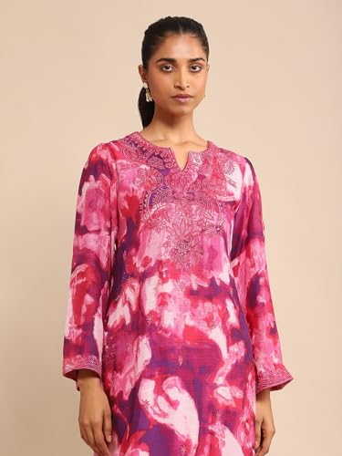 Ritu Kumar Pink Embroidered Kurta With Pant And Dupatta