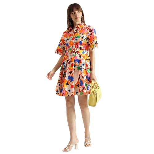 United Colors of Benetton Women's Cotton Western Above The Knee Dresses (25A4WVNDR151G902_Multicolour